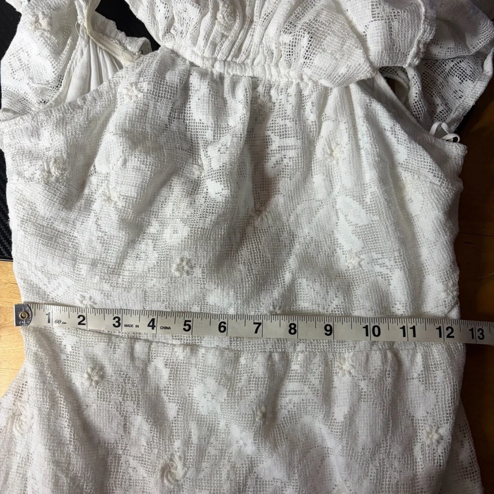 Free People Girl Crush Lace Mini Dress Size S White Feminine Hippie Ruffle 70s